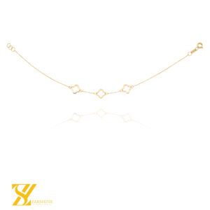 دستبند طلا مینیمال طرح ونکلیف سه گل